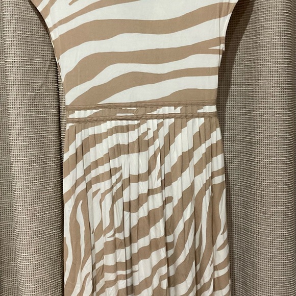 Ann Taylor Loft Tan/Ivory Striped A Line Dress, Size 2 - Picture 3 of 10